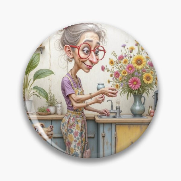 Item preview, Funny Grandma Flower Arranging designed and sold by Beyond The Canvas.