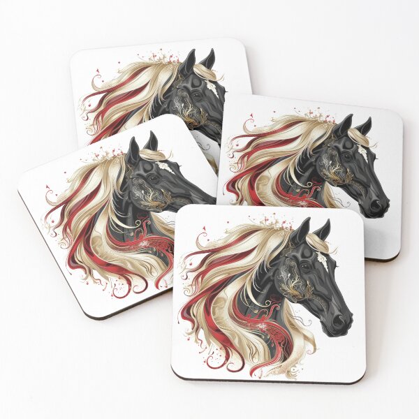 Item preview, Decorative Black Horse with Gold Patterns designed and sold by Artdrop62.