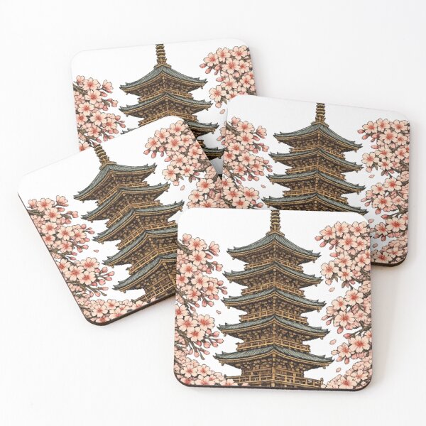 Item preview, Japanese Pagoda Surrounded by Cherry Blossoms | Traditional Kyoto Sakura Art designed and sold by vekotpu.