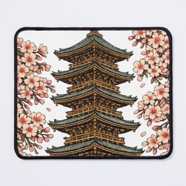 Item preview, Japanese Pagoda Surrounded by Cherry Blossoms | Traditional Kyoto Sakura Art designed and sold by vekotpu.