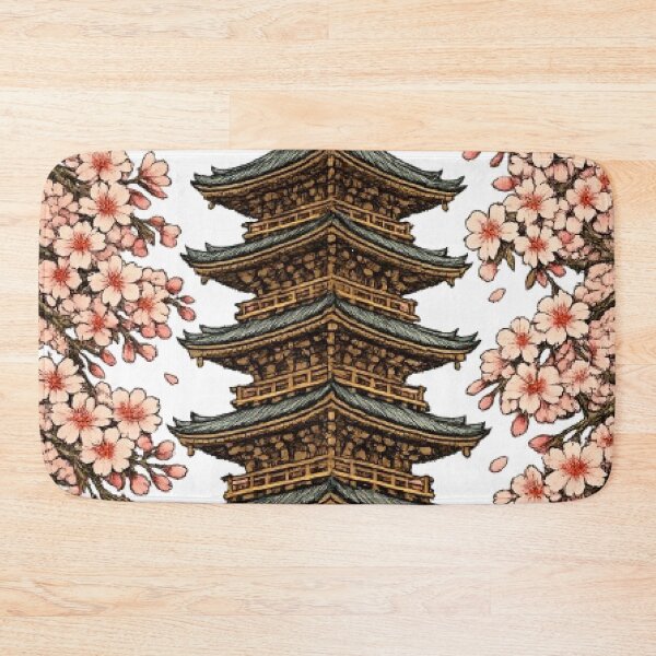Item preview, Japanese Pagoda Surrounded by Cherry Blossoms | Traditional Kyoto Sakura Art designed and sold by vekotpu.