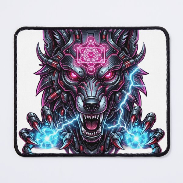 Item preview, Cyber-Wolf Alpha: Neon Geometric Sigil & Electric Plasma designed and sold by SupernovaNote.