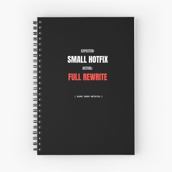 Item preview, Expected Small Hotfix, Actual Full Rewrite designed and sold by BuggedThreads.