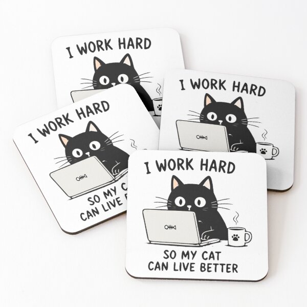 Item preview, I Work Hard So My Cat Can Live Better Funny Cat Lover Shirt designed and sold by FAFshop.