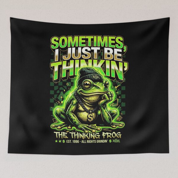 Item preview, Funny Thinking Frog Hip Hop Gold Chain Beanie Street Style Sarcastic Humor designed and sold by graphixpolash.