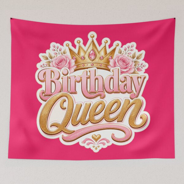 Item preview, Birthday Queen Crown and Floral Typography Design designed and sold by ArtsyExplorer.