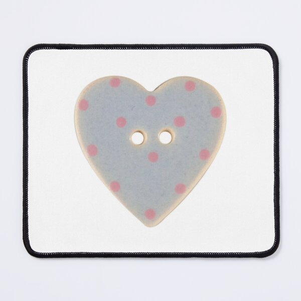 Item preview, blue pink polka dot heart button designed and sold by teethfairy.