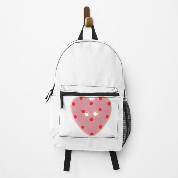 Item preview, pink red polka dot heart button designed and sold by teethfairy.
