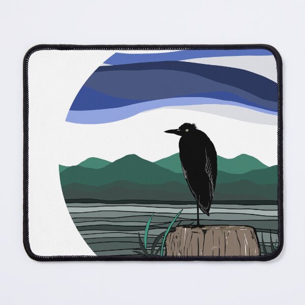 Item preview, Blue Heron at Twilight, Pacific Northwest Wildlife Nature Illustration designed and sold by MirelaBadea.