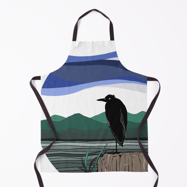 Item preview, Blue Heron at Twilight, Pacific Northwest Wildlife Nature Illustration designed and sold by MirelaBadea.
