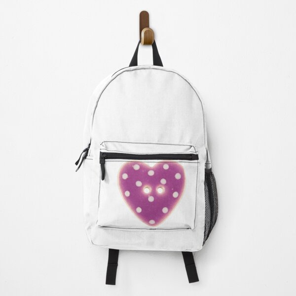 Item preview, purple polka dot heart button designed and sold by teethfairy.