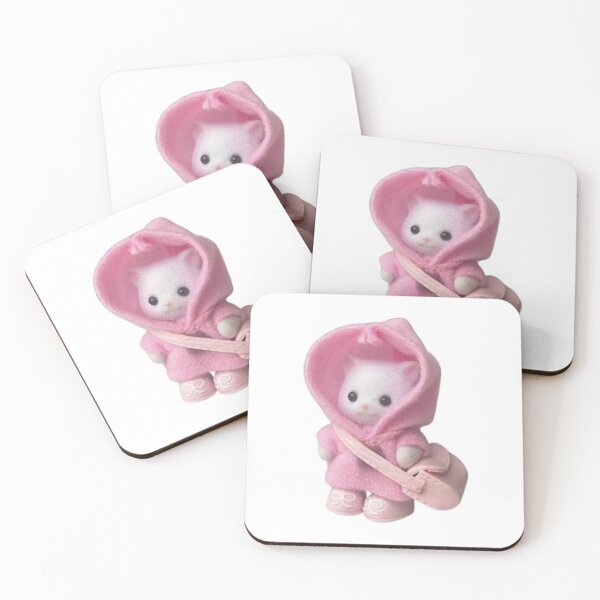 Item preview, pink hoodie sylvanian families calico critters kitten designed and sold by teethfairy.