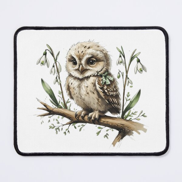 Item preview, Cute Woodland Owl Snowdrop Illustration designed and sold by AQUILAKREO.