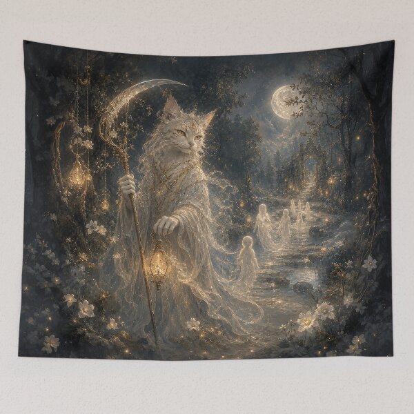 Item preview, The Moonlit Feline Keeper Of Lost Souls designed and sold by nikkolaus.