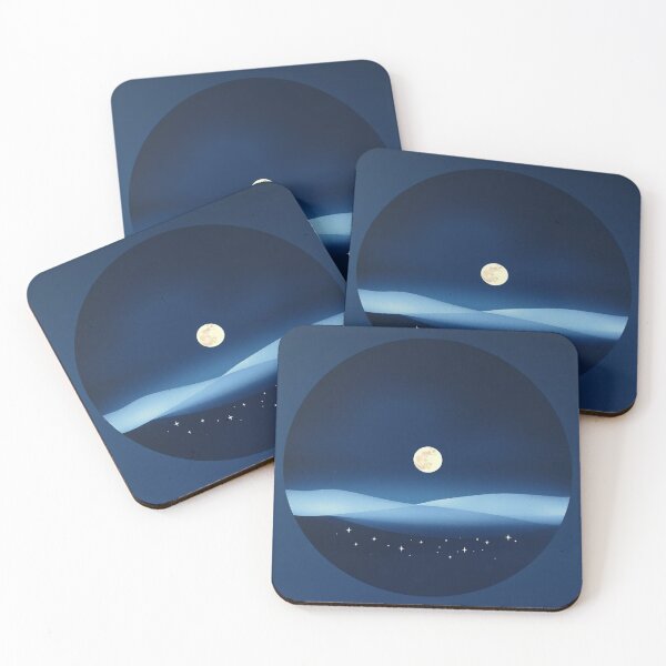 Item preview, Moonlit Blue Desert Dunes | Minimalist Night Sky Art designed and sold by EllDAV777.