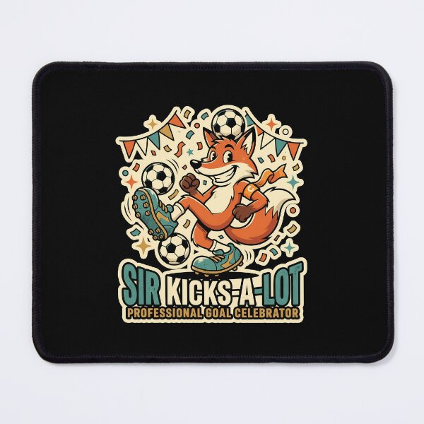 Item preview, Sir Kicks-A-Lot – Professional Goal Celebrator Retro Soccer Fox Mascot designed and sold by DesignDoodleArt.
