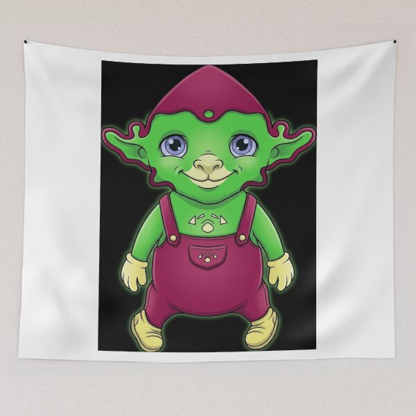 Item preview, Neon Green Alien Toddler in Magenta Overalls designed and sold by AirCrayons27.