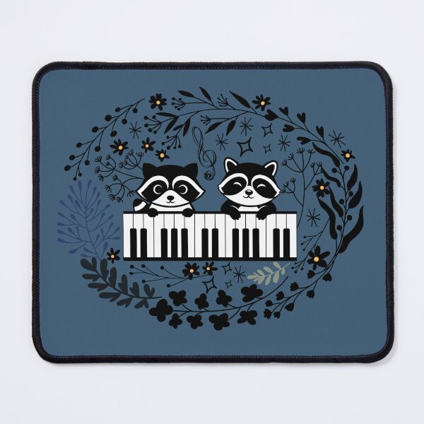Item preview, Raccoons playing a piano duet in a night garden designed and sold by InkRiot Studios.