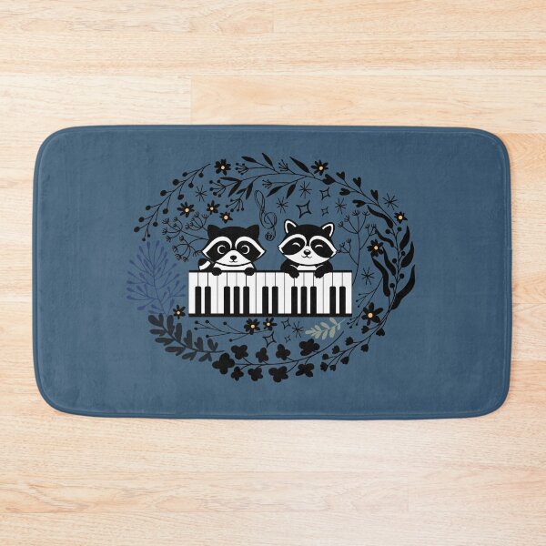 Item preview, Raccoons playing a piano duet in a night garden designed and sold by InkRiot Studios.
