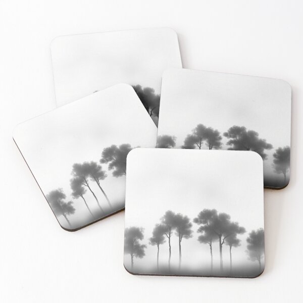 Item preview, Misty Foggy Forest Trees Silhouette | Atmospheric Black and White Landscape designed and sold by EllDAV777.
