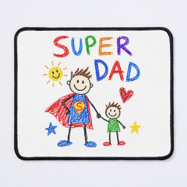 Item preview, Super Dad Crayon Drawing Flying Superhero Father Child Art Print Gift for Dad designed and sold by Arbacus.
