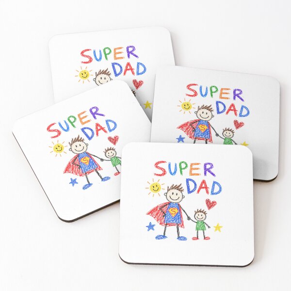 Item preview, Super Dad Crayon Drawing Flying Superhero Father Child Art Print Gift for Dad designed and sold by Grump and Co.
