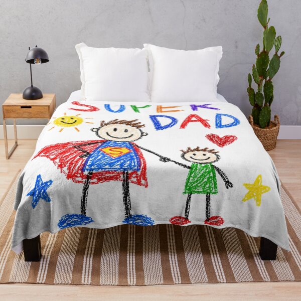Item preview, Super Dad Crayon Drawing Flying Superhero Father Child Art Print Gift for Dad designed and sold by Arbacus.