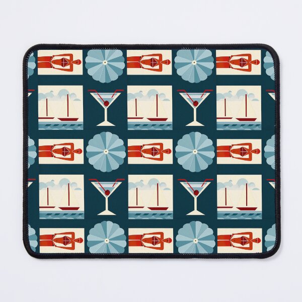 Item preview, Retro Summer Resort Grid - Geometric Mid Century Pattern designed and sold by UniqueDesign751.