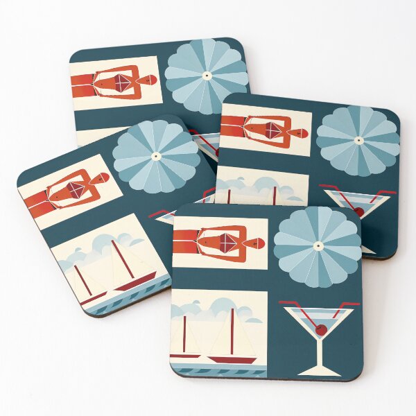 Item preview, Retro Summer Resort Grid - Geometric Mid Century Pattern designed and sold by UniqueDesign751.