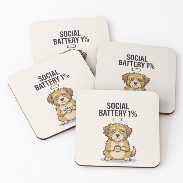 Item preview, Social Battery 1% Dog Shirt – Funny Introvert Coffee Puppy Meme T-shirt designed and sold by ZyxDes.