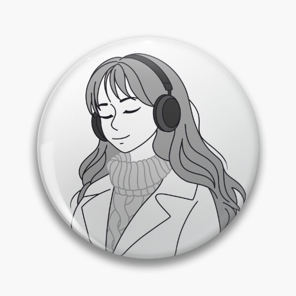 Item preview, Cozy Girl with Headphones: Lo-Fi Chill Line Art designed and sold by MissSairung.