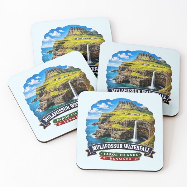 Item preview, Mulafossur Waterfall, Faroe Islands, Denmark Coastal Cliffs designed and sold by Myra365Art.