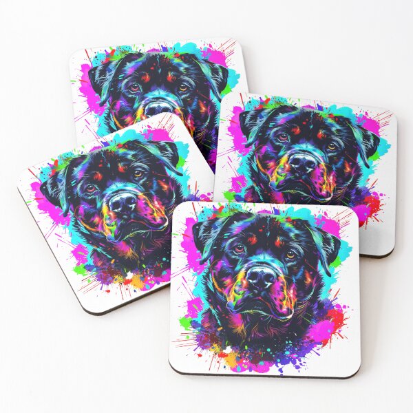 Item preview, Colorful Neon Rottweiler Portrait designed and sold by Artdrop62.