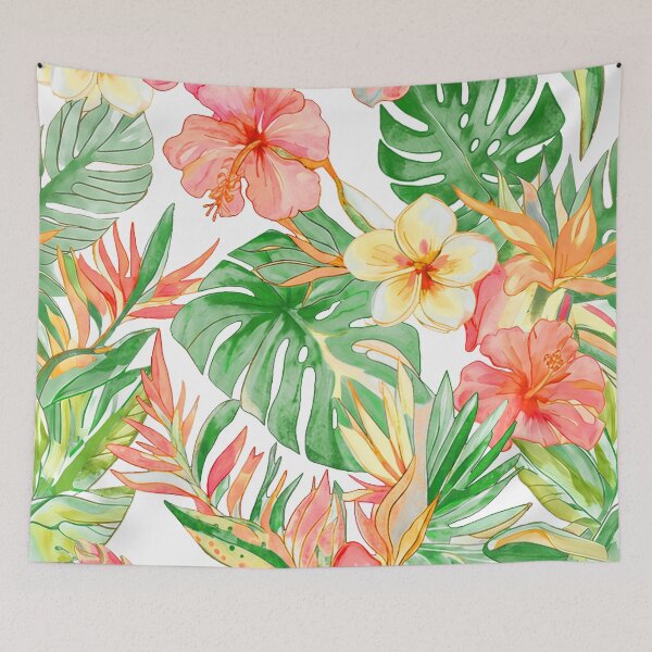 Item preview, Hawaiian Tropical  Floral n Foliage, Summer Hues Watercolor designed and sold by PixDezines.