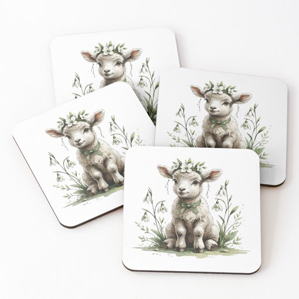 Item preview, Cute Woodland Lamb Snowdrop Flowers designed and sold by AQUILAKREO.