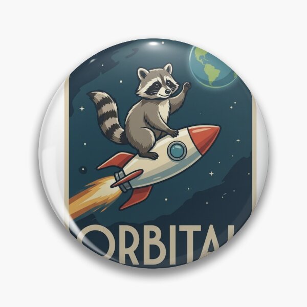 Item preview, Retro Raccoon Riding A Space Rocket designed and sold by GiggleInkTees.