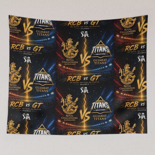 Item preview, Royal Challengers Bangalore vs Gujarat Titans – IPL Rivalry art designed and sold by Crick-Art.
