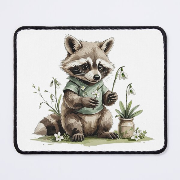 Item preview, Cute Woodland Raccoon Snowdrop Illustration designed and sold by AQUILAKREO.