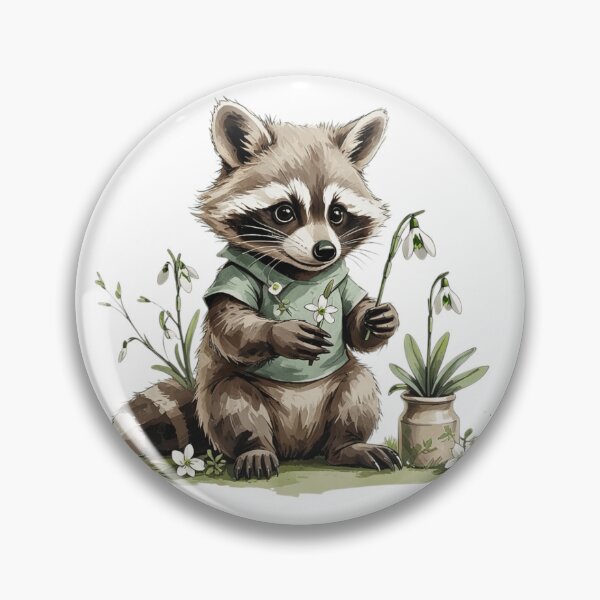 Item preview, Cute Woodland Raccoon Snowdrop Illustration designed and sold by AQUILAKREO.