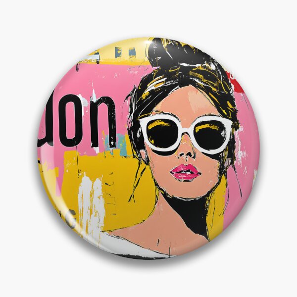 Item preview, Union Jack Street Style - Fashionable Woman in Oversized Sunglasses and Vibrant London Pop Energy designed and sold by OlfactoART Studio.