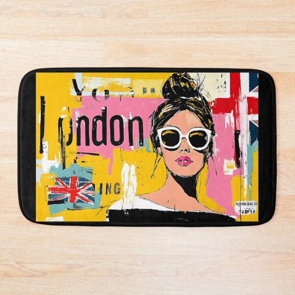 Item preview, Union Jack Street Style - Fashionable Woman in Oversized Sunglasses and Vibrant London Pop Energy designed and sold by OlfactoART Studio.