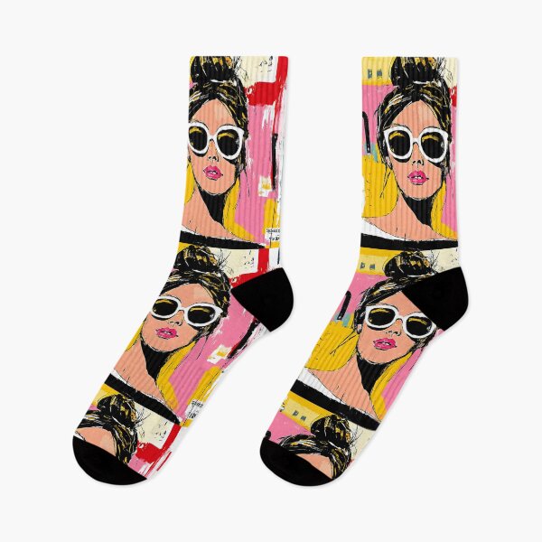 Item preview, Union Jack Street Style - Fashionable Woman in Oversized Sunglasses and Vibrant London Pop Energy designed and sold by OlfactoART Studio.