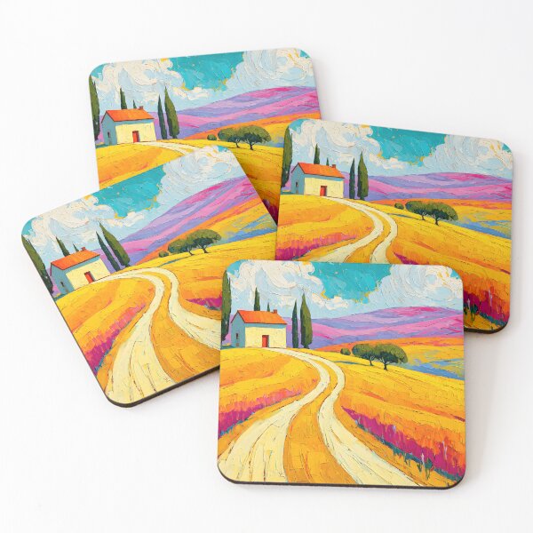 Item preview, Tuscan Countryside Serenity - Rolling Hills Cypress Trees and a Quiet Home Beneath Colorful Skies designed and sold by OlfactoART Studio.