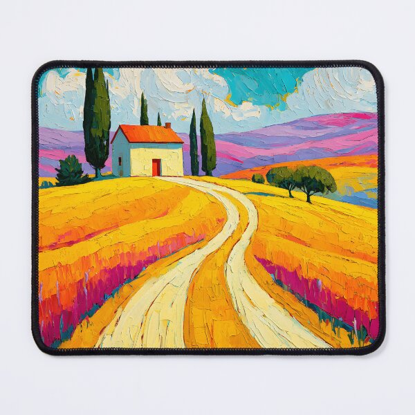 Item preview, Tuscan Countryside Serenity - Rolling Hills Cypress Trees and a Quiet Home Beneath Colorful Skies designed and sold by OlfactoART Studio.