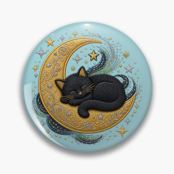 Item preview, Title Sleeping Black Cat on Golden Crescent Moon designed and sold by Kevin Shearer.