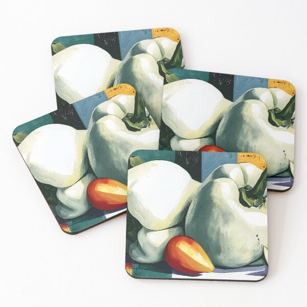 Item preview, Modern Harvest Geometry - White Bell Peppers Citrus Tones and Bold Contemporary Still Life Color designed and sold by OlfactoART Studio.