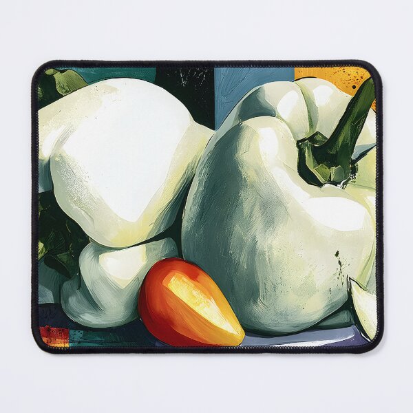 Item preview, Modern Harvest Geometry - White Bell Peppers Citrus Tones and Bold Contemporary Still Life Color designed and sold by OlfactoART Studio.