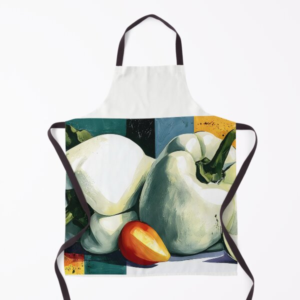 Item preview, Modern Harvest Geometry - White Bell Peppers Citrus Tones and Bold Contemporary Still Life Color designed and sold by OlfactoART Studio.