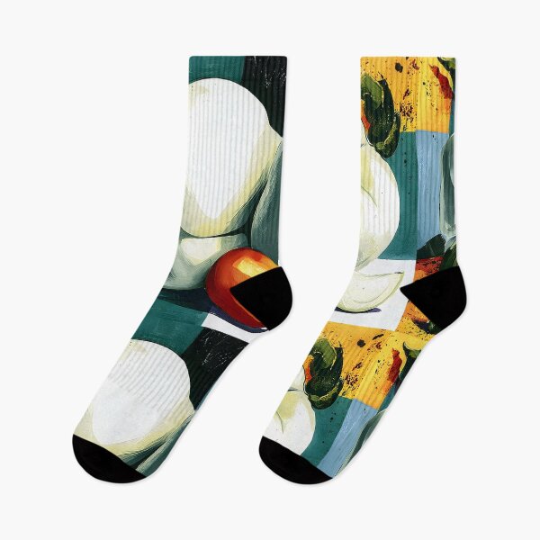 Item preview, Modern Harvest Geometry - White Bell Peppers Citrus Tones and Bold Contemporary Still Life Color designed and sold by OlfactoART Studio.