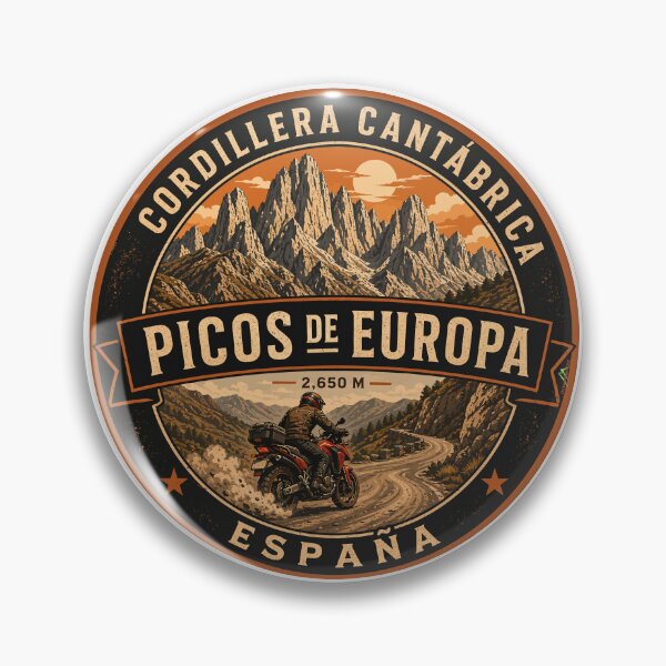 Item preview, Picos de Europa Spain Motorcycle Sticker TShirt 05 designed and sold by OuterShellUK.